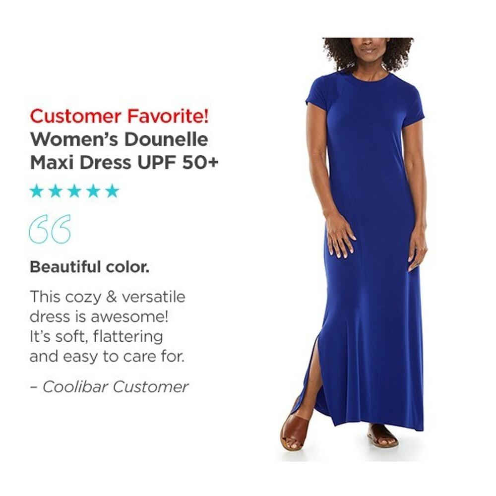 Coolibar Blue Short Sleeve UPF Dounelle Maxi Dress Women's XS Sun Protection